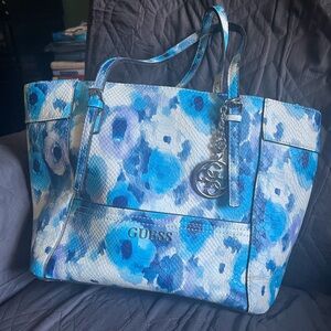 GUESS Multicolor Blue Floral Tote